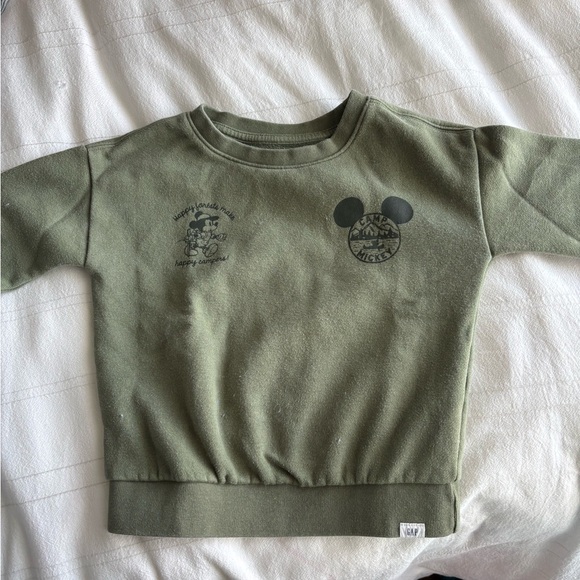 Disney Gap Kids Olive Mickey Mouse Camp Sweatshirt - Picture 1 of 2